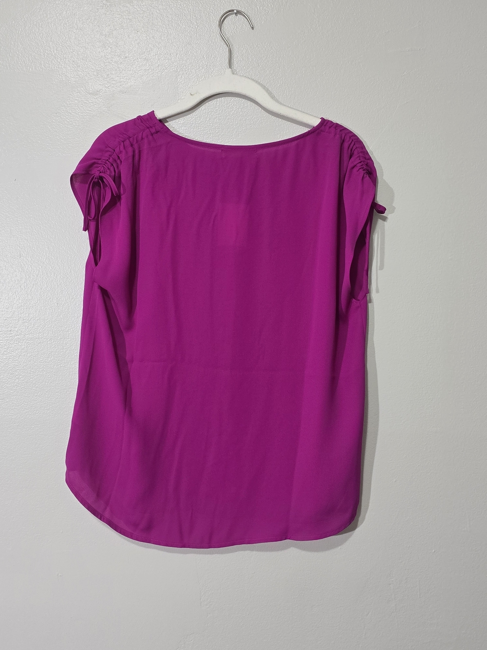 Pleione Fuchsia Sleeveless Tie-Shoulder Sheer Tank - Picture 3 of 5